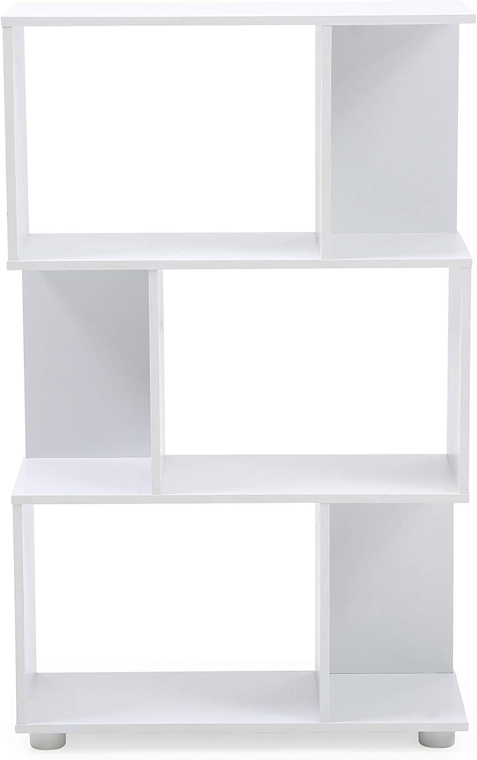 Modern White Staggered 3-Shelf Bookcase - Storage & Display