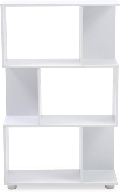 Modern White Staggered 3-Shelf Bookcase - Storage & Display