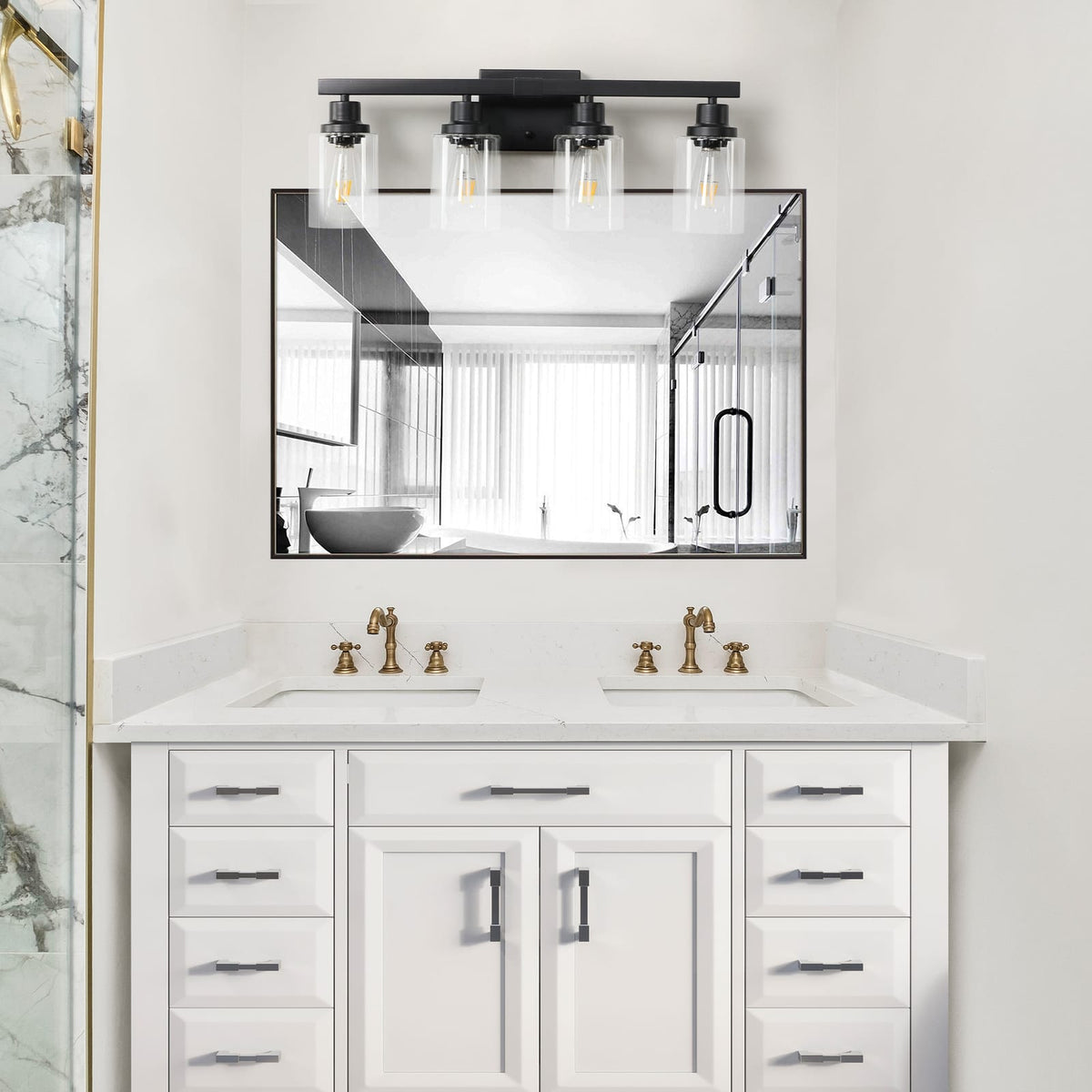 Black Iron 4-Light Bathroom Vanity Light Fixture