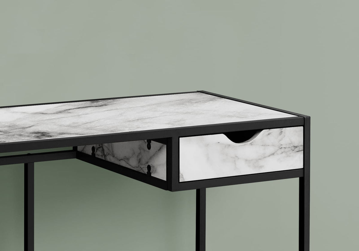 White Computer Desk with Storage Drawer - Compact Home Office Desk
