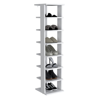White 7-Shelf Shoe Rack - Small Spaces for Living Room