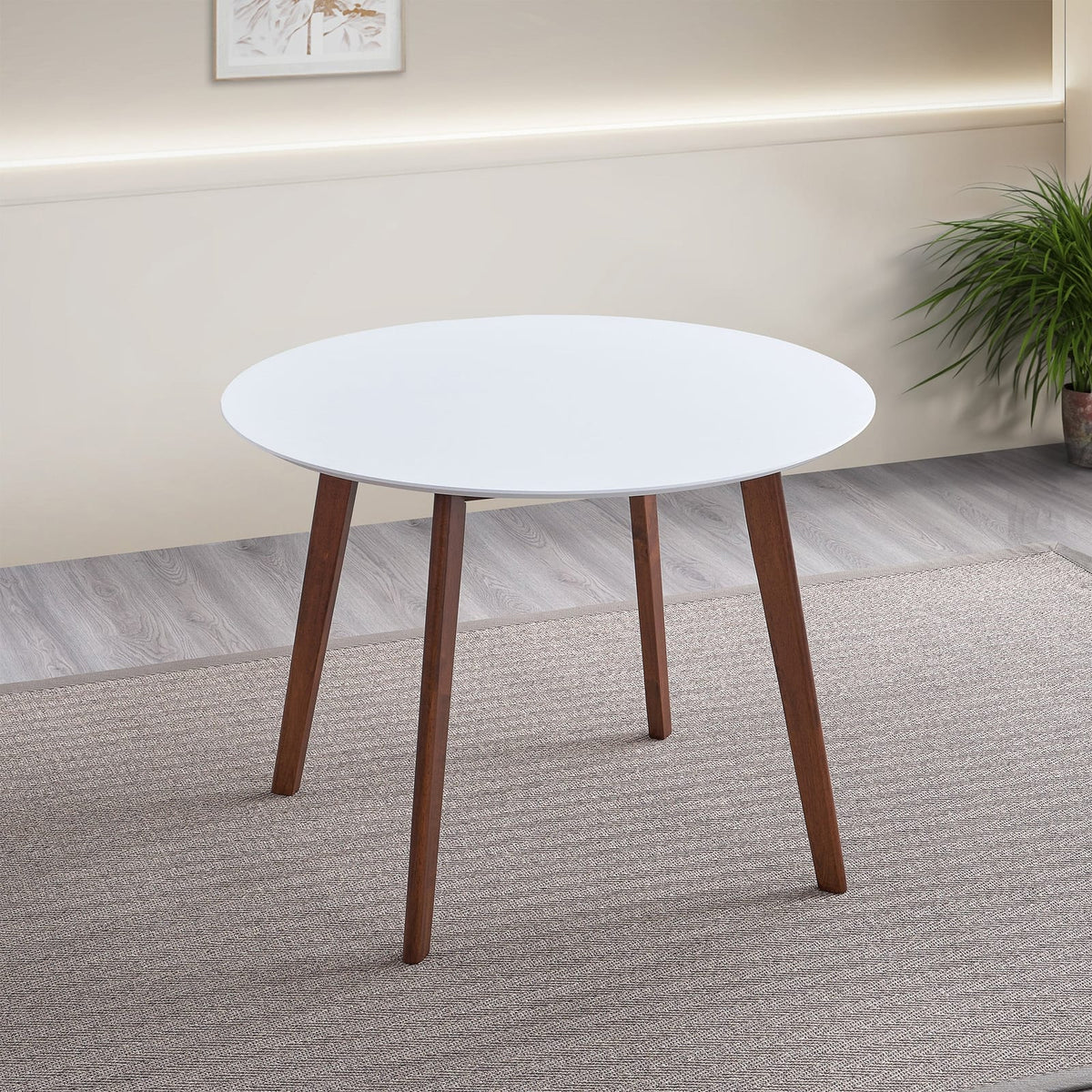 Mid-Century Modern Oval Dining Table with Solid Wood Legs for Dining Room