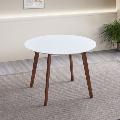 Mid-Century Modern Oval Dining Table with Solid Wood Legs for Dining Room