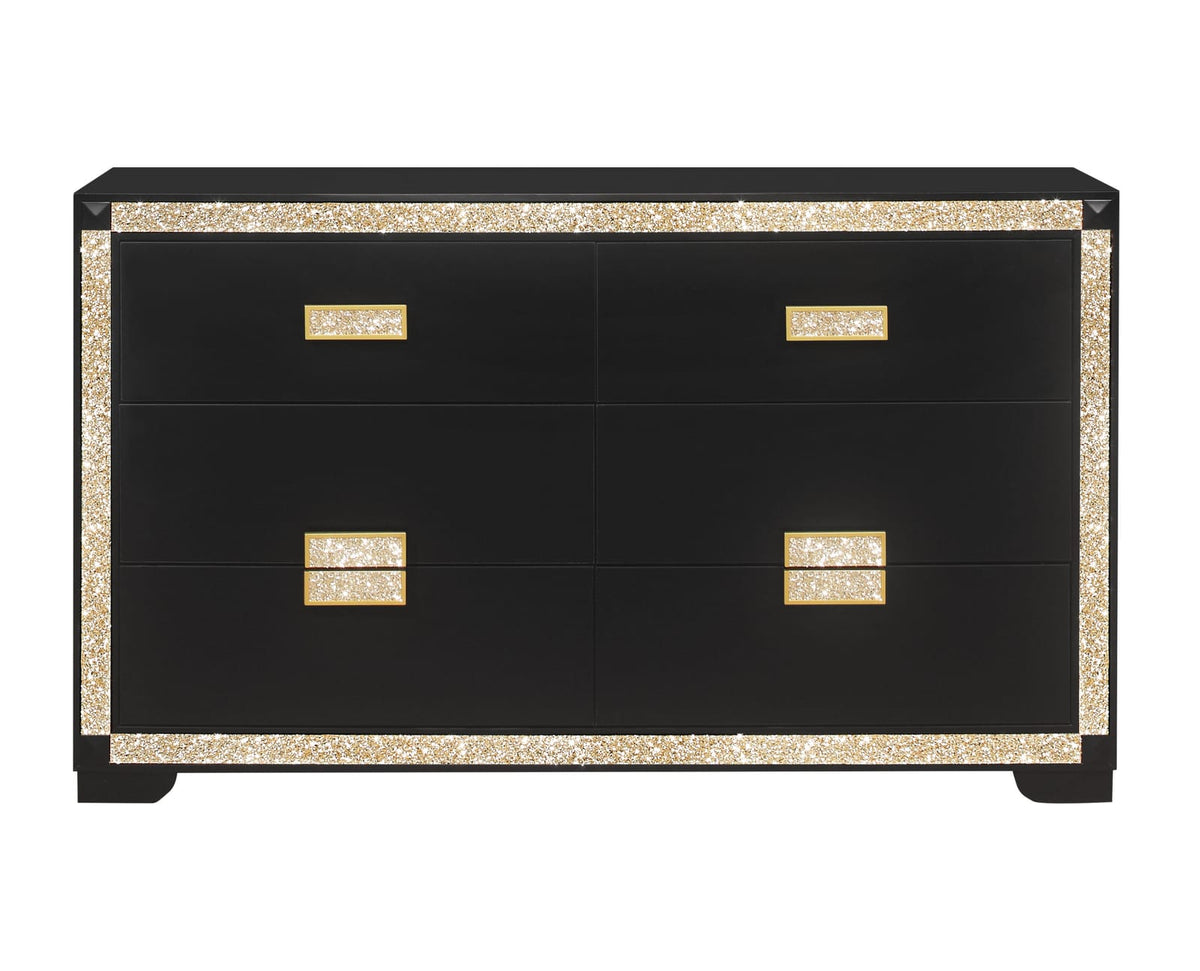 LIVELY BLACK/GOLD DRESSER - Black Contemporary Dresser
