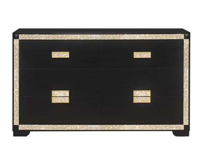 LIVELY BLACK/GOLD DRESSER - Black Contemporary Dresser