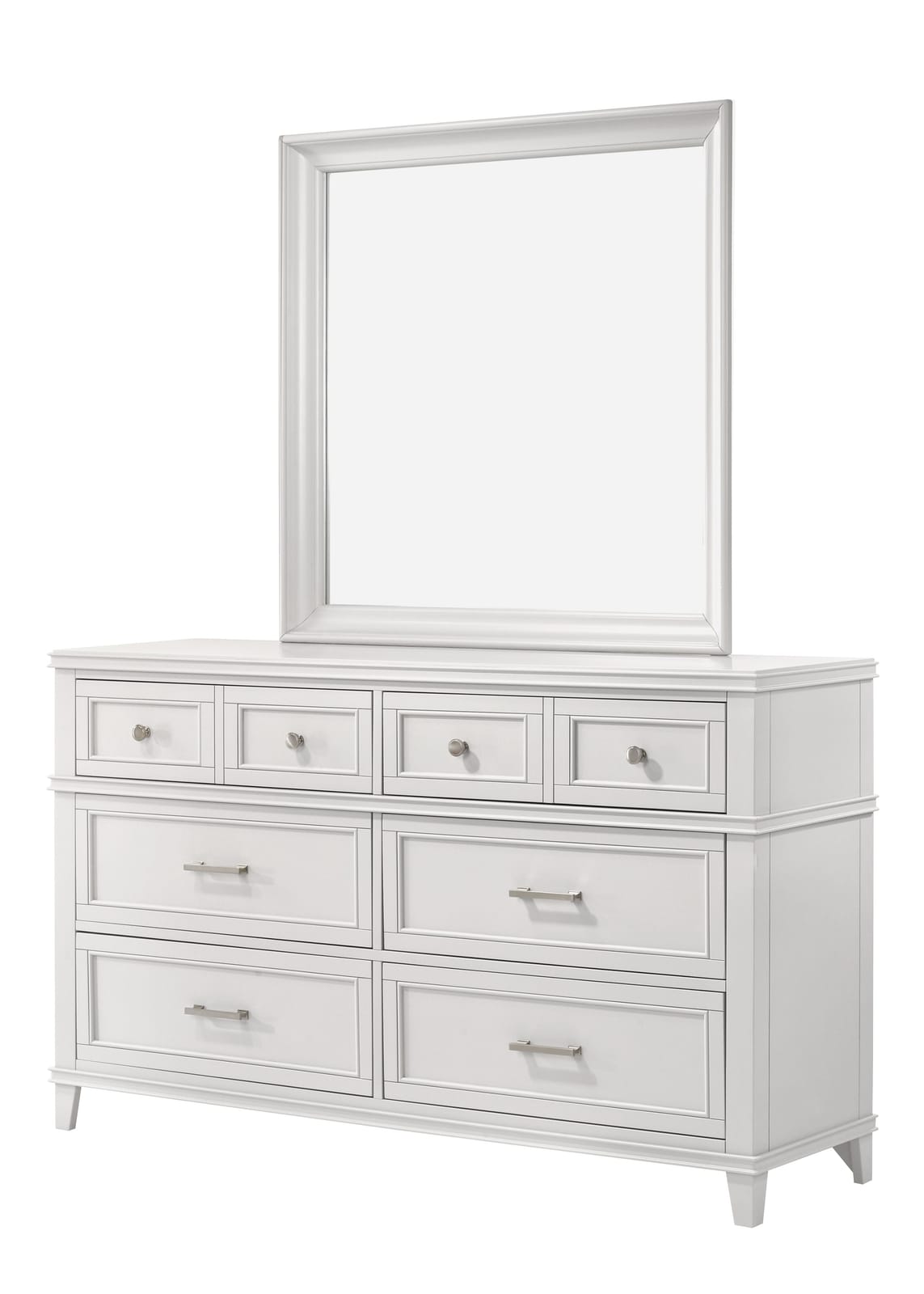 White 6 Drawer Dresser - Solid Wood MDF Storage