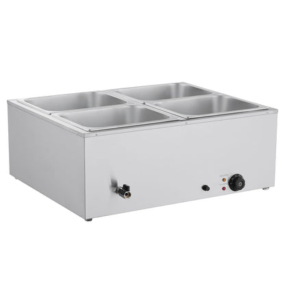 Commercial Food Warmer 4-Pan - Stainless Steel Buffet Bain Marie