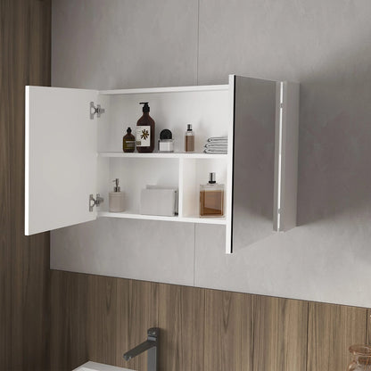 White Medicine Cabinet with 2 Doors & Mirror - Wall Mounted Storage