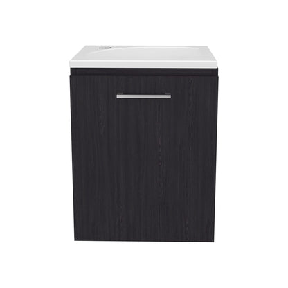 Black Bathroom Vanity with Sink - Wall Mounted