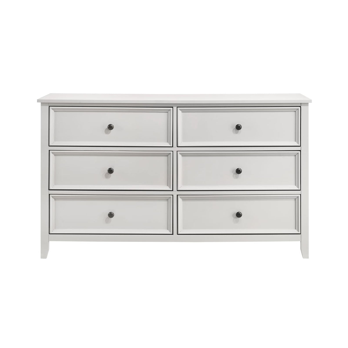 6-Drawer White Wood Bedroom Dresser - Farmhouse Modern Style