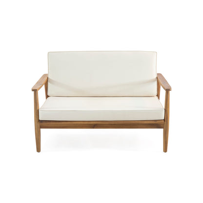 Teak Acacia Wood Loveseat & Coffee Table Set - Outdoor Patio Furniture