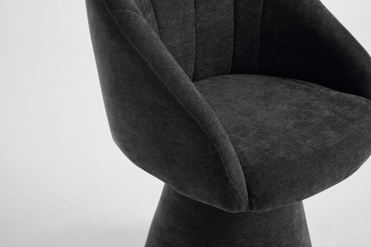 Gray Chenille Swivel Accent Armchair - Comfy Vanity Chair for Living Room