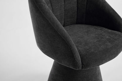Gray Chenille Swivel Accent Armchair - Comfy Vanity Chair for Living Room
