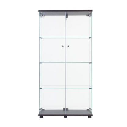 Tall 4-Shelf Glass Display Cabinet - Black for Living Room
