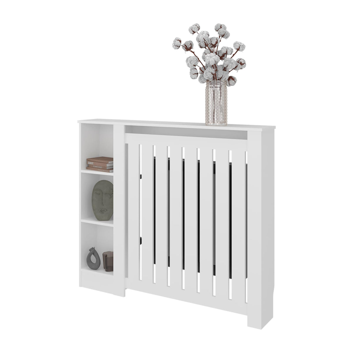 Radiator Cover Cabinet, 3 Shelves, White - Ready to Assemble