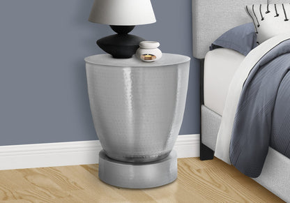 Chrome Metal Drum Accent Table - Side, End, Nightstand