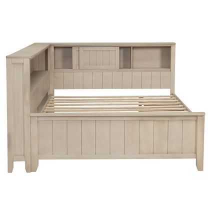 Full Size Wood Storage Bed Frame with Drawers and Shelves for Bedroom