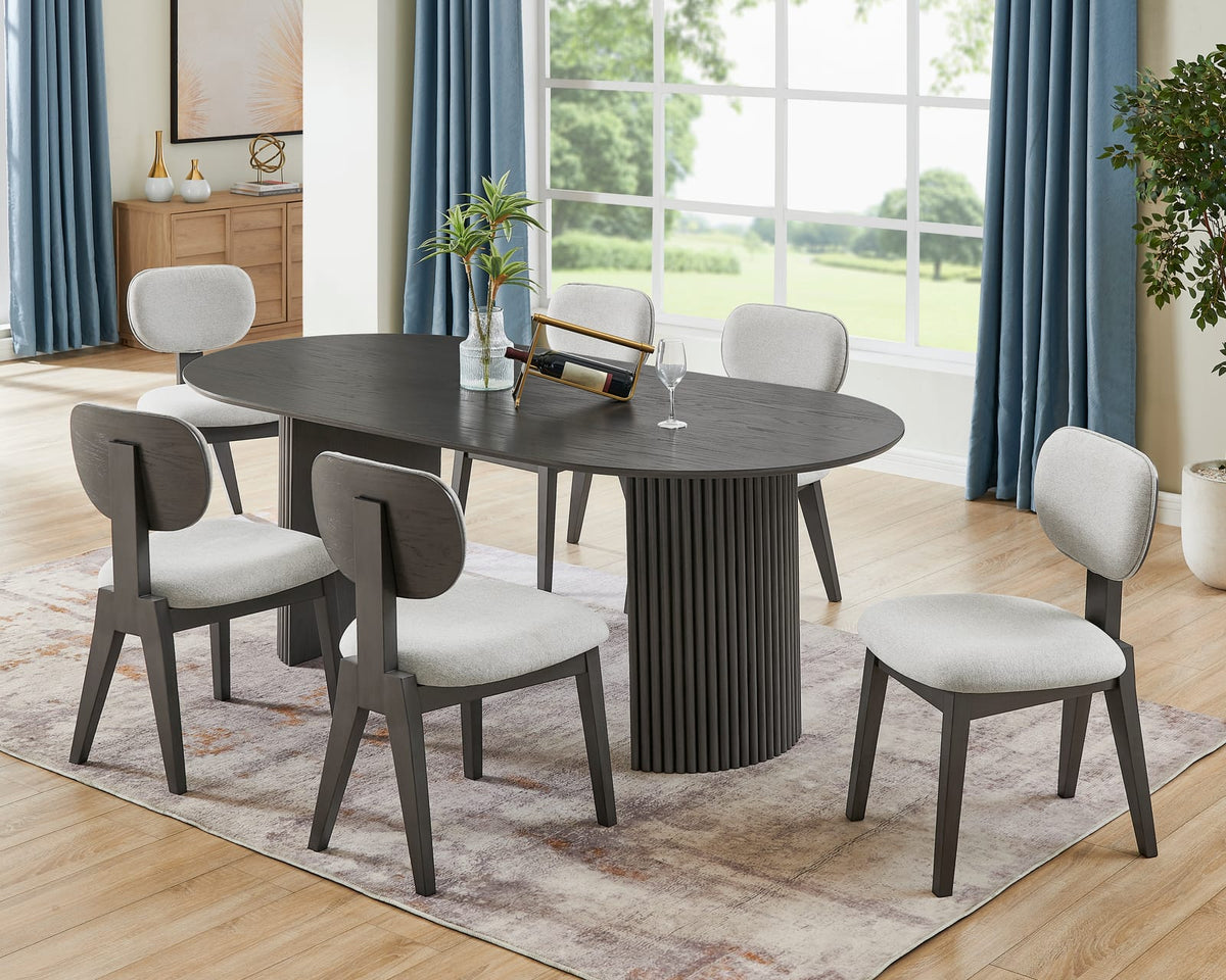 Gray Oak Dining Table Set Seats 6 for Kitchen Dining Rooms