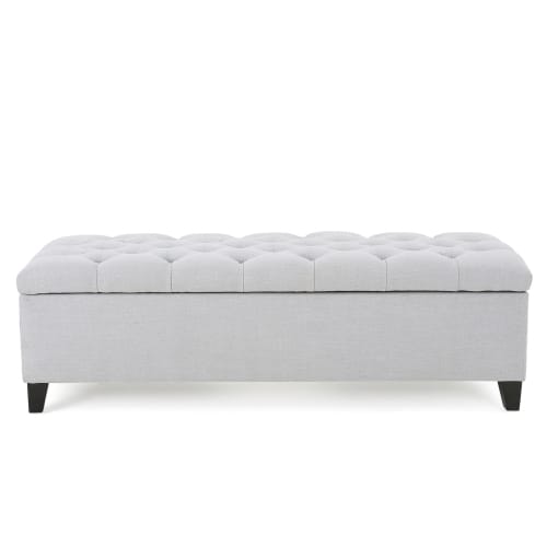 Light Gray Fabric Storage Ottoman - 51" W
