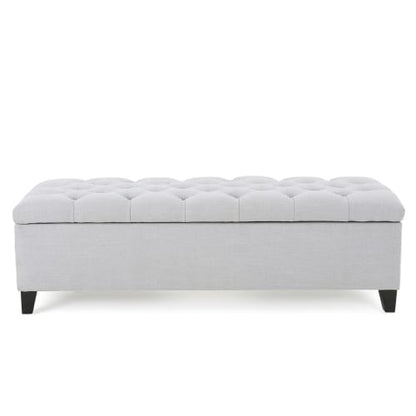 Light Gray Fabric Storage Ottoman - 51" W
