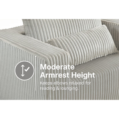 Oversized Corduroy Sofa Bed with Ottoman for Deep Media Comfort