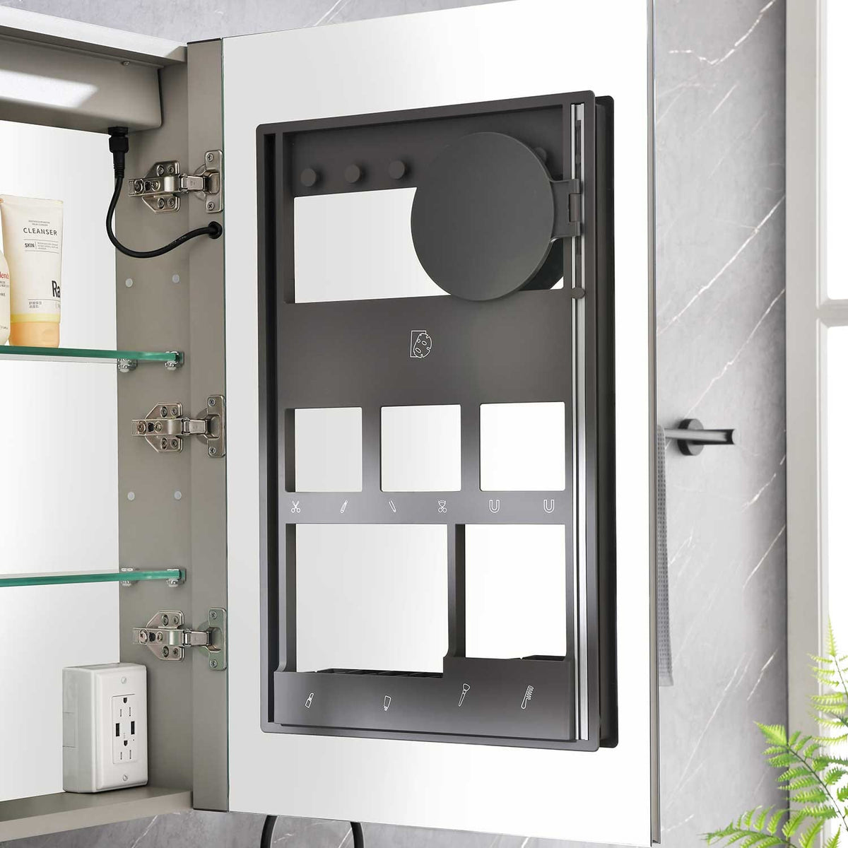 LED Medicine Cabinet with Mirror - 40" x 30" Aluminum for Bathroom