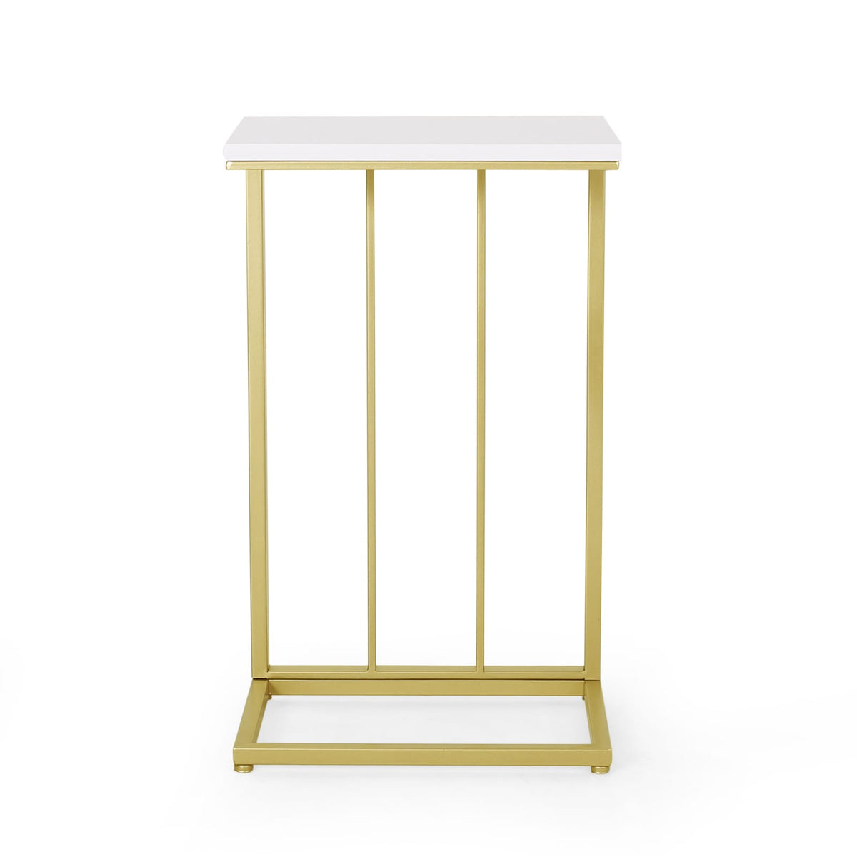 End Table - Gold & White C-Shape Accent Tables