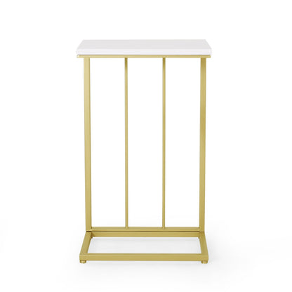 End Table - Gold & White C-Shape Accent Tables
