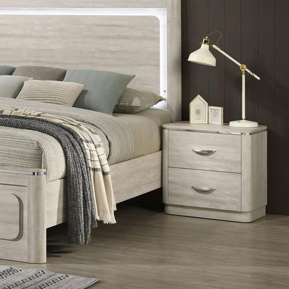 Grey Mix 2 Drawer Nightstand Contemporary Style for Bedroom
