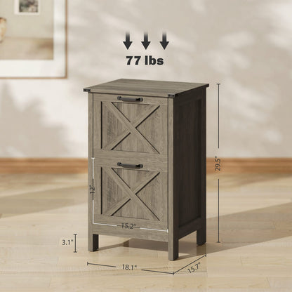 Grey Rustic Farmhouse File Cabinet - 2 Drawers Office Storage