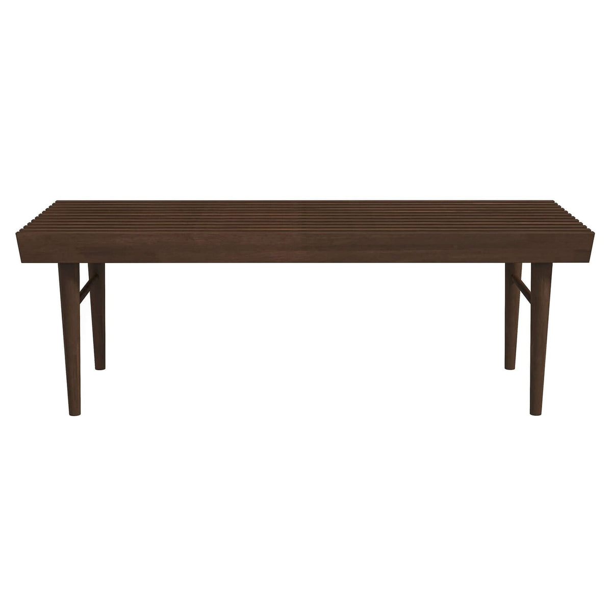 Mid Century Modern Dark Brown Solid Wood Bench - 18.1" x 47.2" for Bedroom