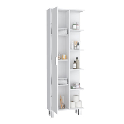 Crovie Linen Bathroom Cabinet - White, 63" High Storage
