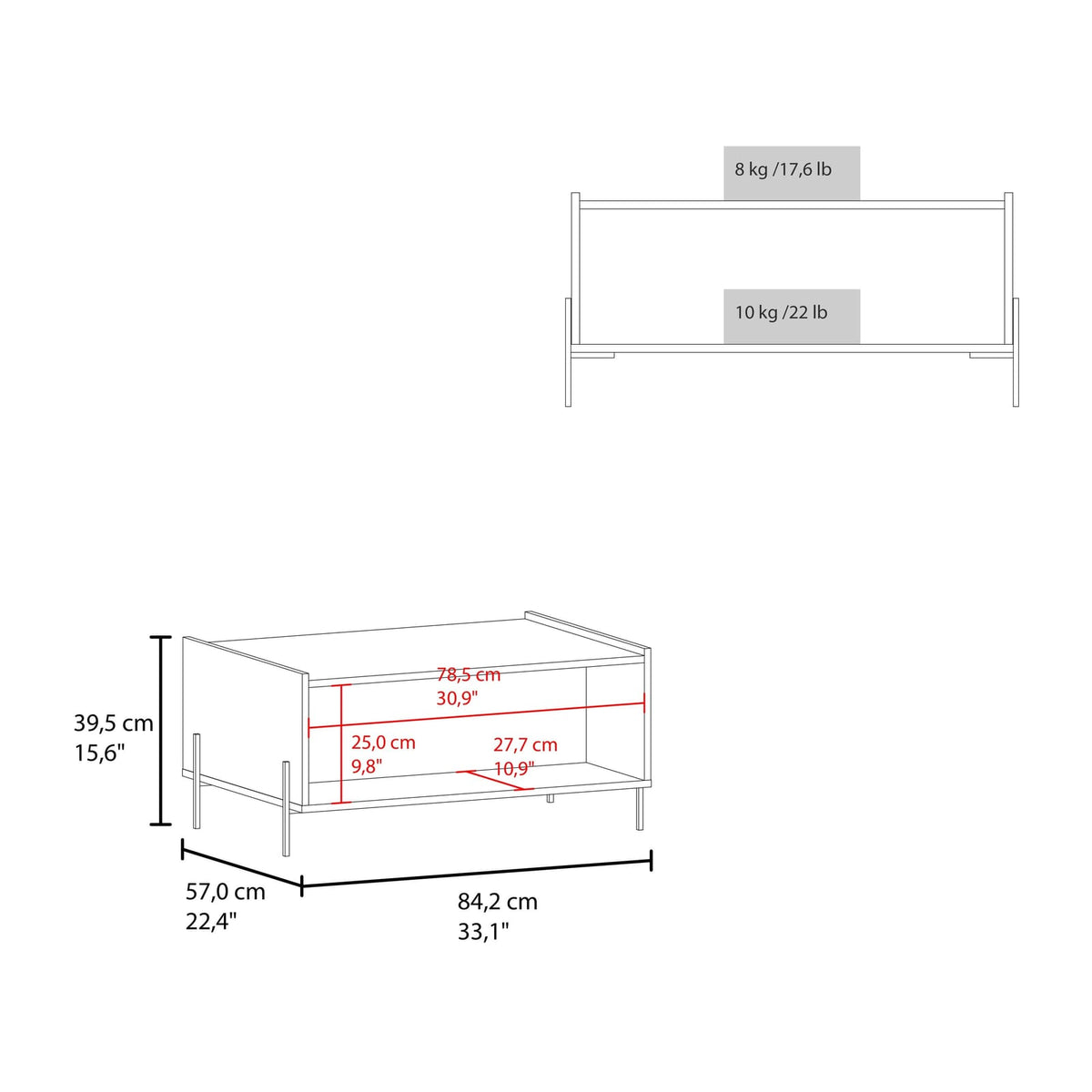 White Rectangular Coffee Table with Storage