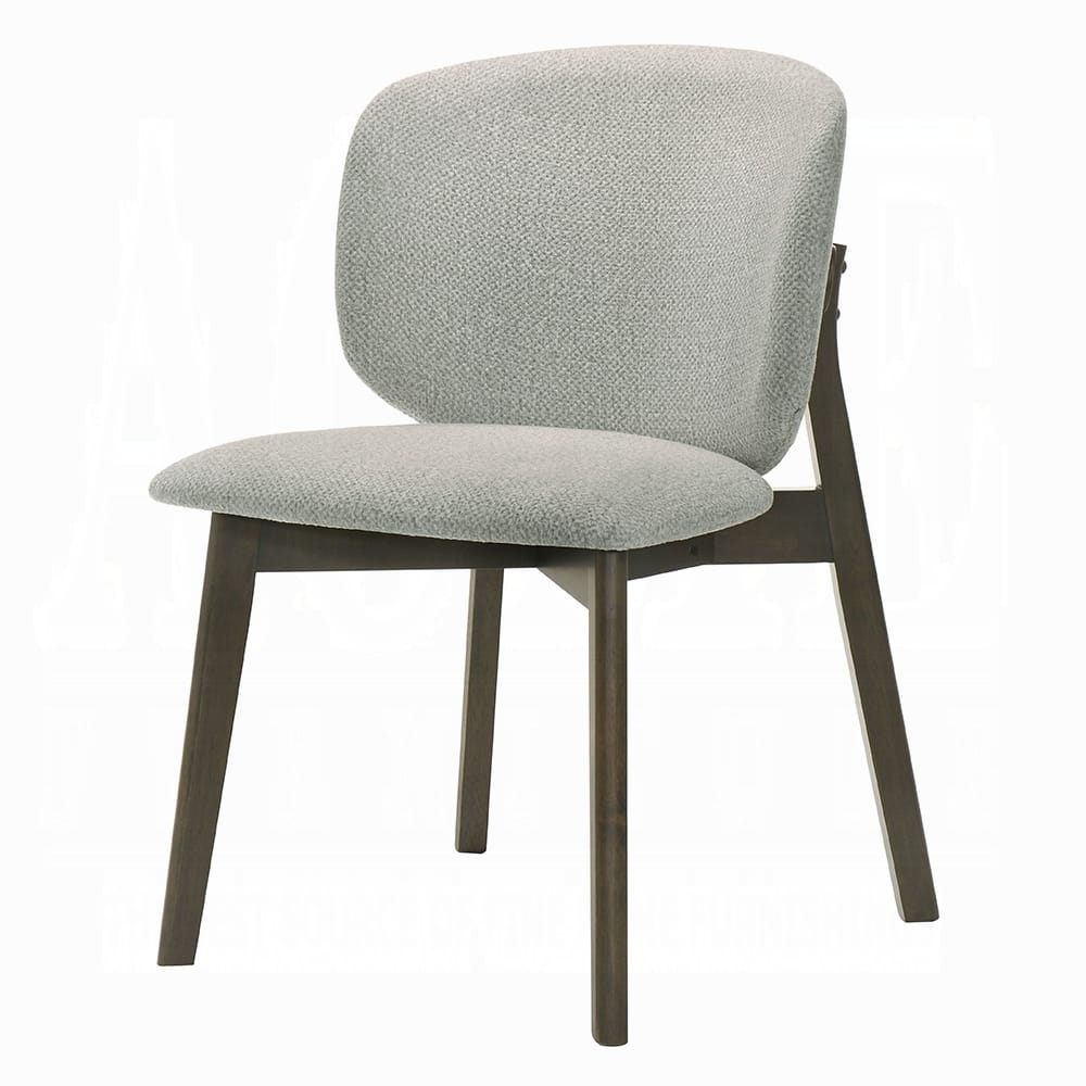 Solid Wood Dining Room Side Chairs Set of 2 in Gray Chenille Upholstery