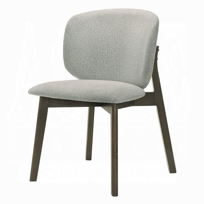 Solid Wood Dining Room Side Chairs Set of 2 in Gray Chenille Upholstery
