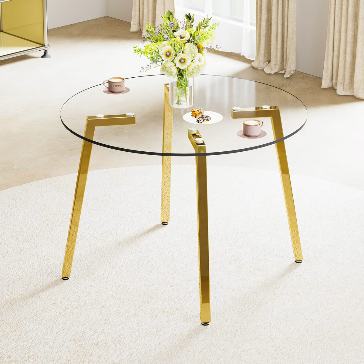 Transparent Tempered Glass Dining Table - 42" Round