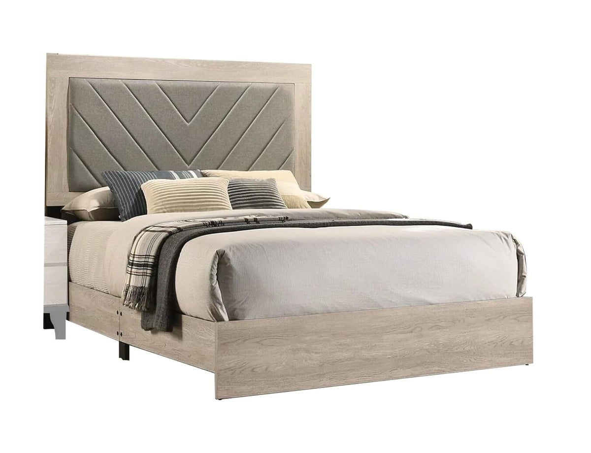 California King Cream Grey Wood Bed Frame for Bedroom