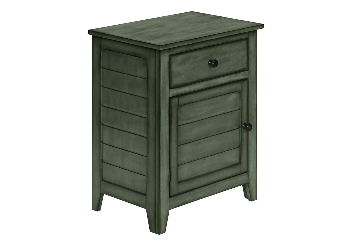 25 Inch Green Accent Table with Storage Drawer