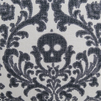 Baroque Skull Throw Pillow Gothic Gray & White Day of the Dead Accent Cushion