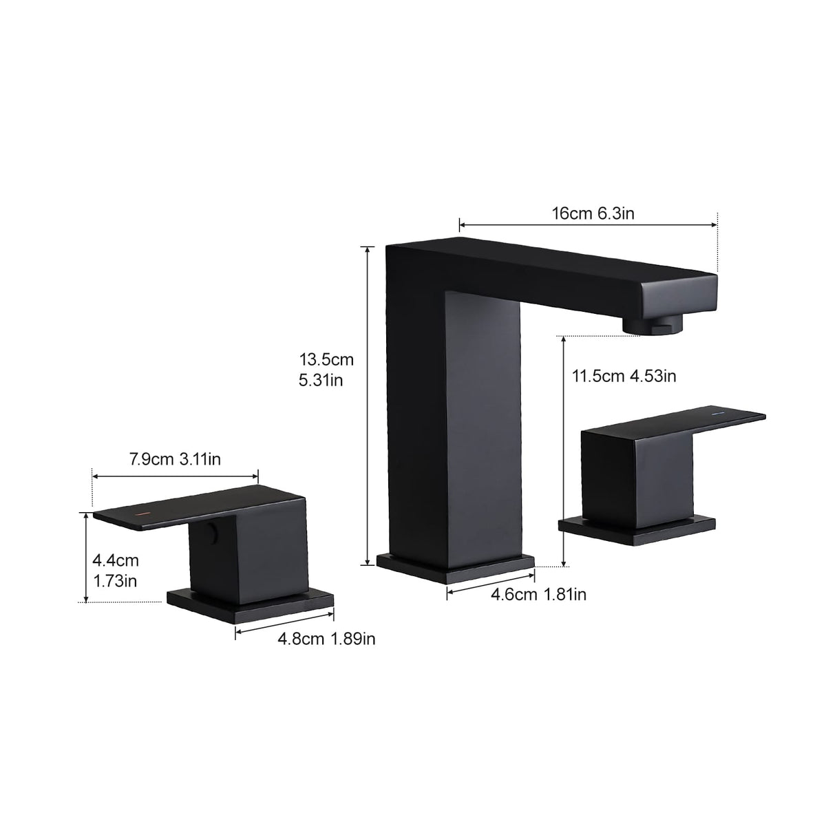 Black 8-Inch Widespread Bathroom Faucet - Joystick Handle