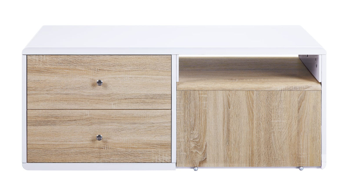 White Rectangular Coffee Table with Drawers