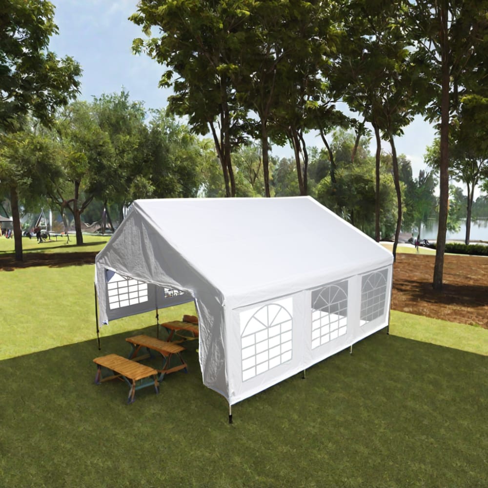 20x20 Feet Heavy Duty Gazebo - White Steel Canopy