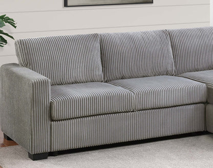 Light Gray 3 Seat Corduroy Sectional Sofa