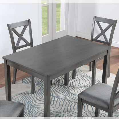 Gray Acacia Wood Dining Table - 4 Person Rectangular Table for Dining Room