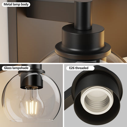 Black Iron Bathroom Vanity Light - 4 Lights Over Mirror