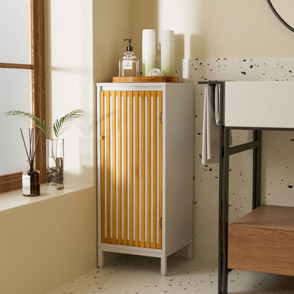 White+Natural Bamboo Side Cabinet - Storage & Style