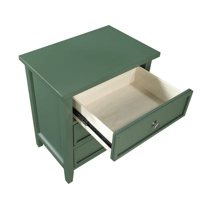 Antique Green 3 Drawer Nightstand - Farmhouse Style
