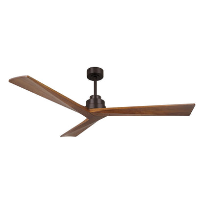 52" Wood Ceiling Fan NO Light - 3 Blades, Reversible DC Motor