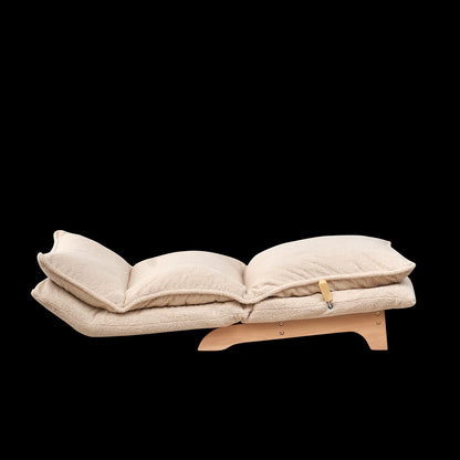 Beige Metal Folding Sofa Bed - Relaxing Lazy Chair for Living Room