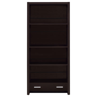 Cappuccino 5 Shelf Bookcase with Drawer in MDF for Living Room